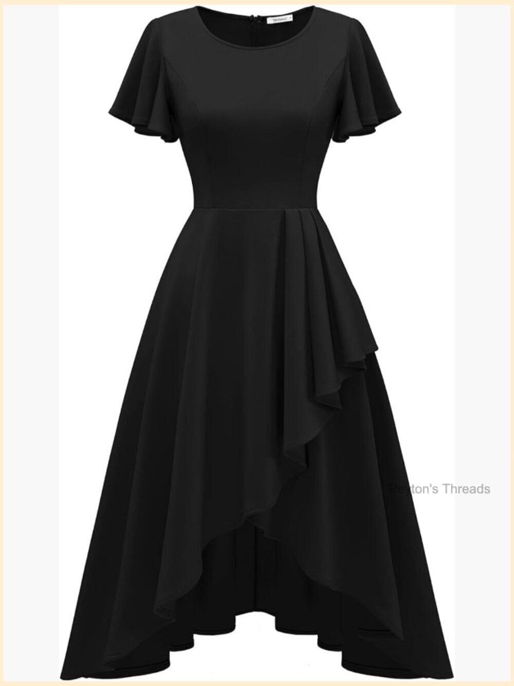 Ruffle Sleeve A-Line Tea Length Cocktail Dress for Wedding Guest
